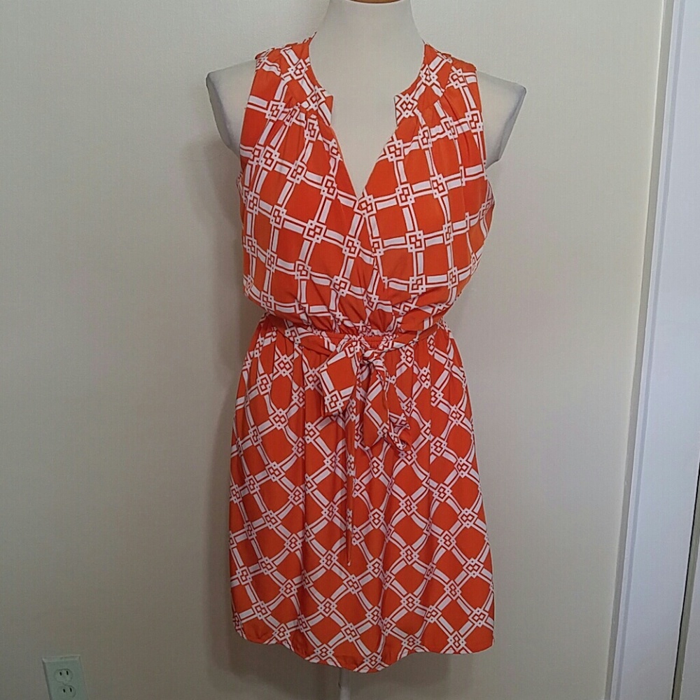 How.very.loved orange and white retro dress size Medium